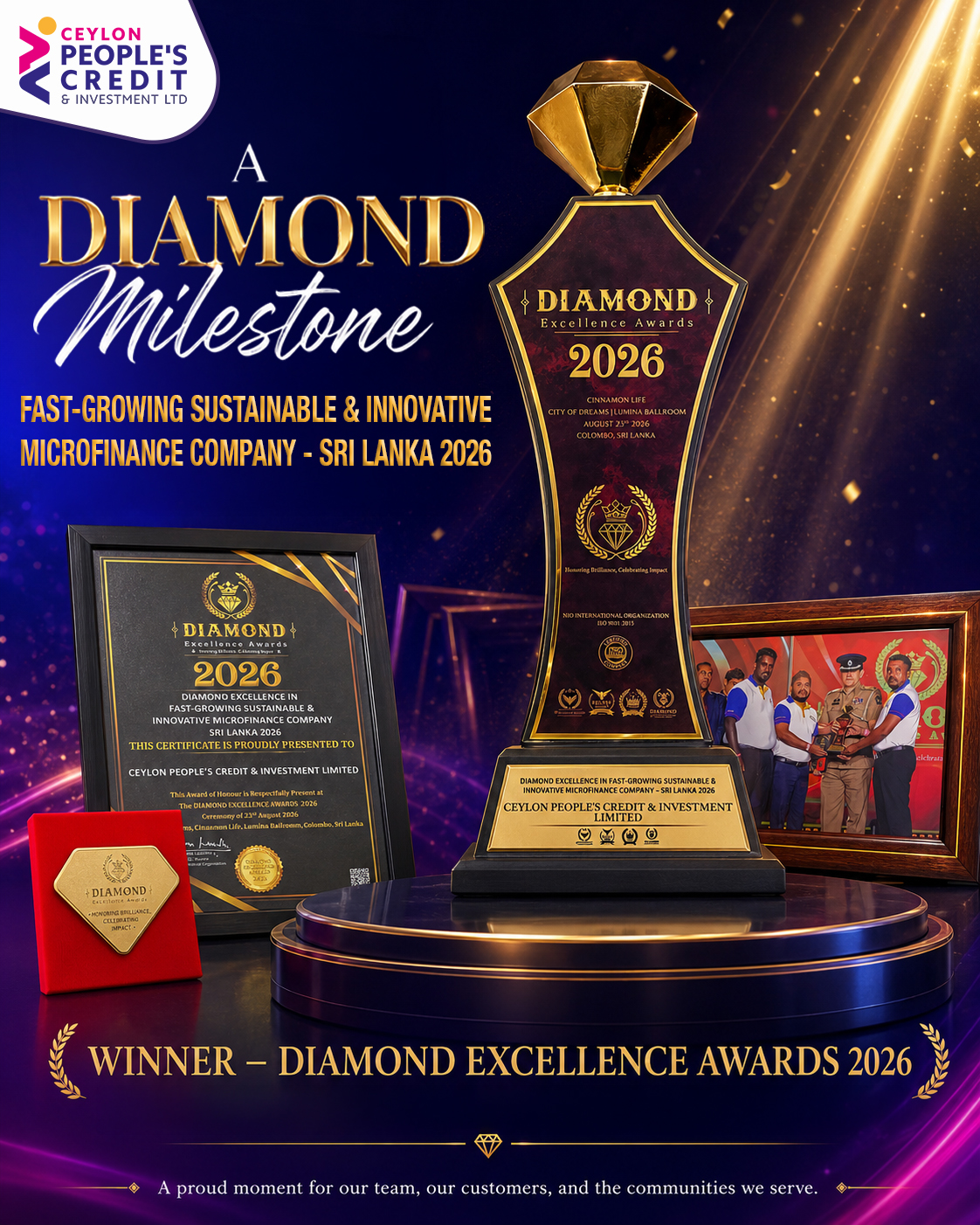 Diamond Excellence Awards 2026 for Excellence in Fast-Growing, Sustainable & Innovative Microfinance in Sri Lanka